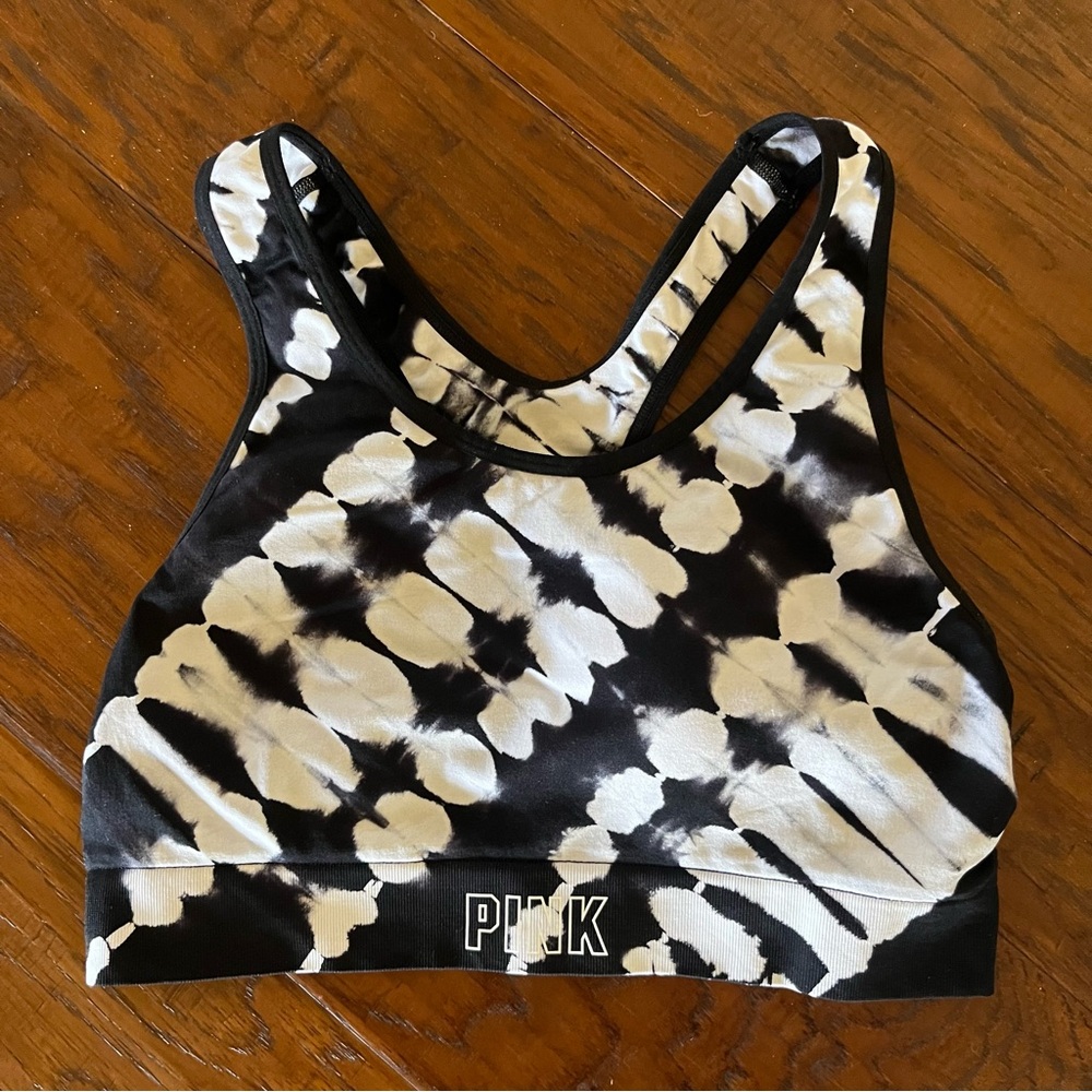 NWOT PINK Victoria Secret’s Black and White Tie-Dye Sports Bra